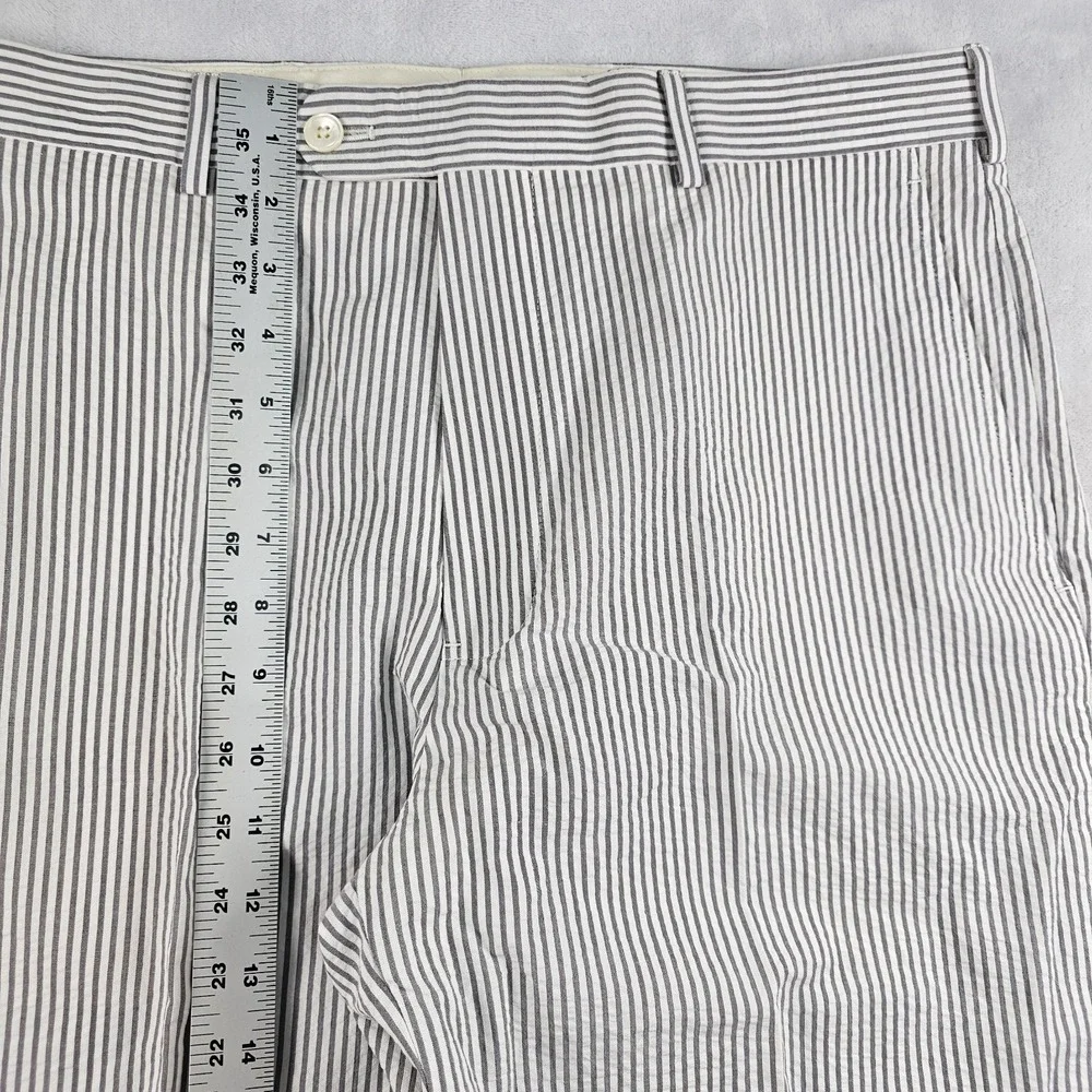 Brooks Brothers Seersucker Trousers Pants Mens 34x30 Cuffed Gray White Hickory